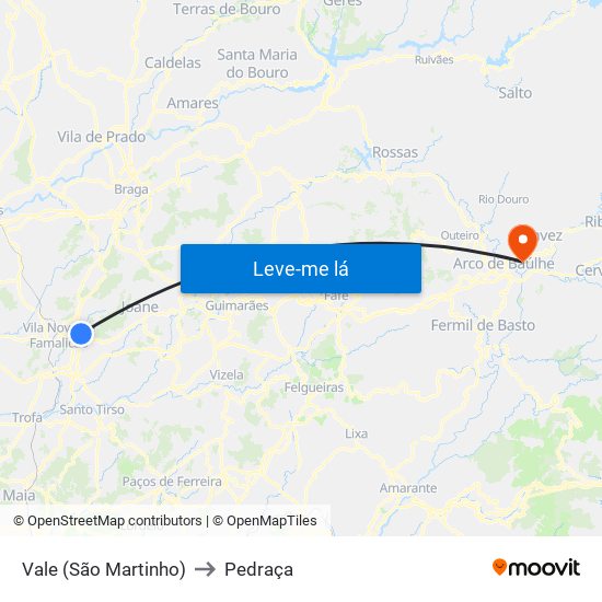 Vale (São Martinho) to Pedraça map