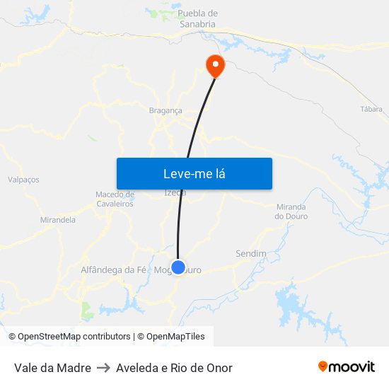 Vale da Madre to Aveleda e Rio de Onor map