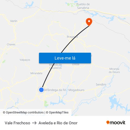 Vale Frechoso to Aveleda e Rio de Onor map