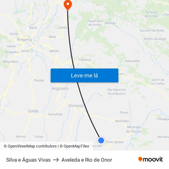 Silva e Águas Vivas to Aveleda e Rio de Onor map