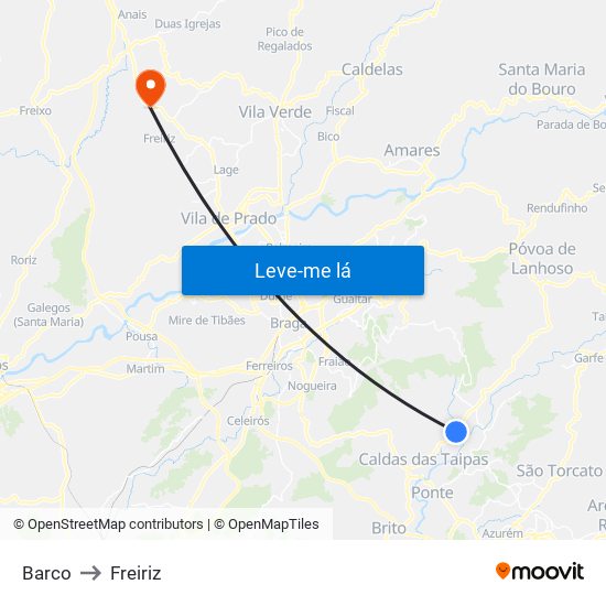Barco to Freiriz map