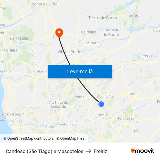 Candoso (São Tiago) e Mascotelos to Freiriz map