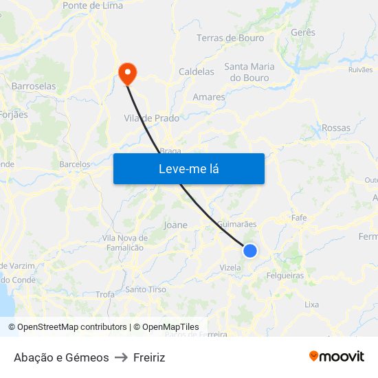 Abação e Gémeos to Freiriz map