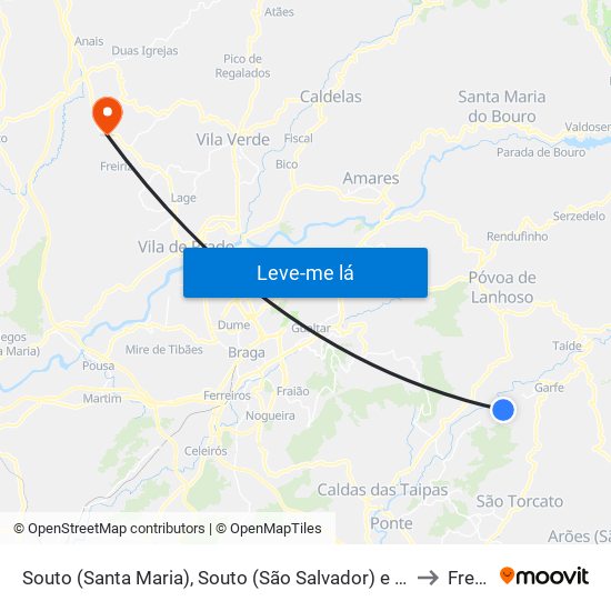 Souto (Santa Maria), Souto (São Salvador) e Gondomar to Freiriz map