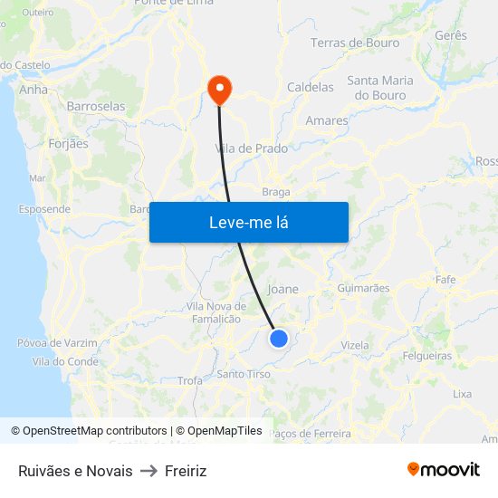 Ruivães e Novais to Freiriz map