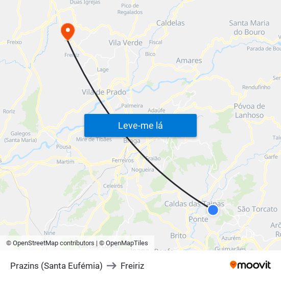 Prazins (Santa Eufémia) to Freiriz map