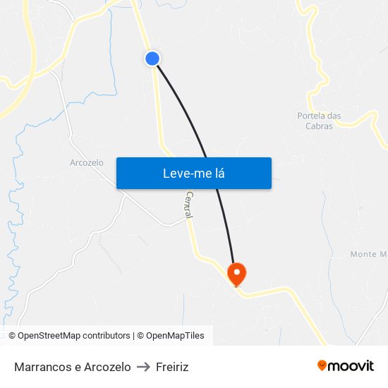 Marrancos e Arcozelo to Freiriz map