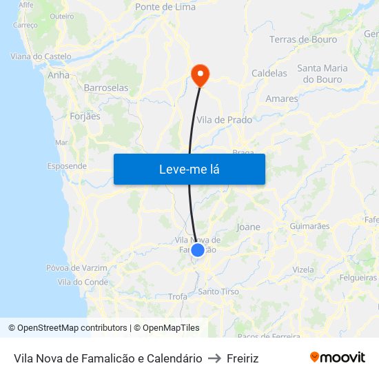 Vila Nova de Famalicão e Calendário to Freiriz map