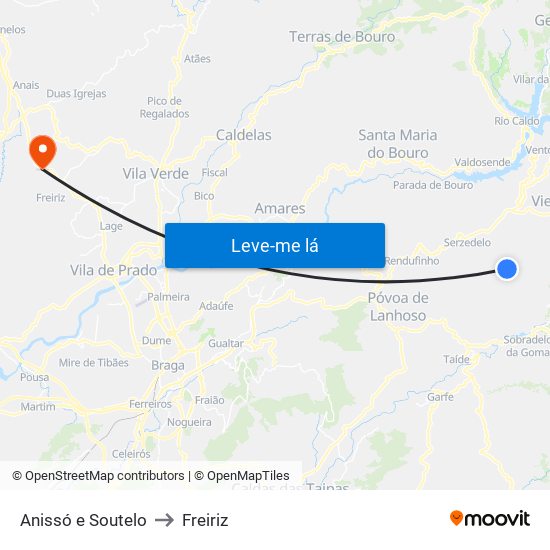 Anissó e Soutelo to Freiriz map