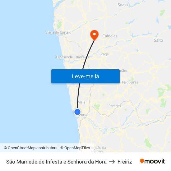 São Mamede de Infesta e Senhora da Hora to Freiriz map