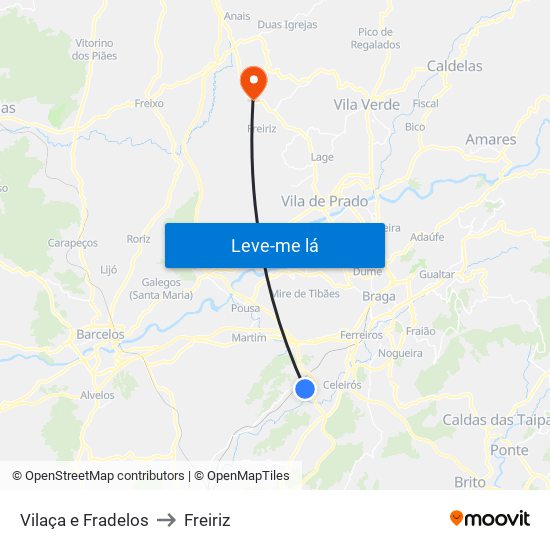 Vilaça e Fradelos to Freiriz map