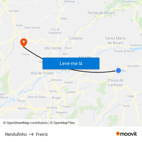 Rendufinho to Freiriz map