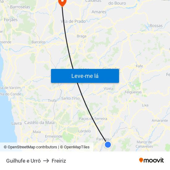Guilhufe e Urrô to Freiriz map