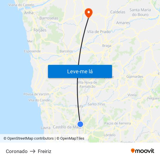 Coronado to Freiriz map