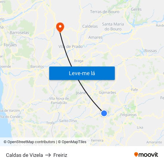 Caldas de Vizela to Freiriz map
