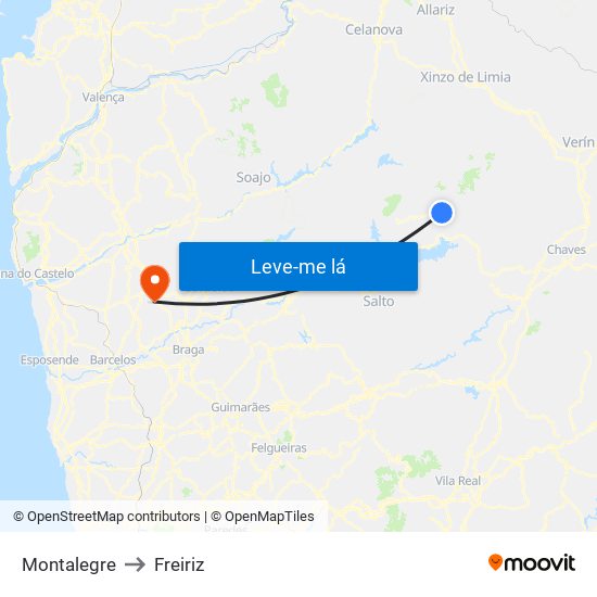 Montalegre to Freiriz map