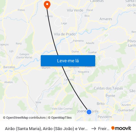 Airão (Santa Maria), Airão (São João) e Vermil to Freiriz map