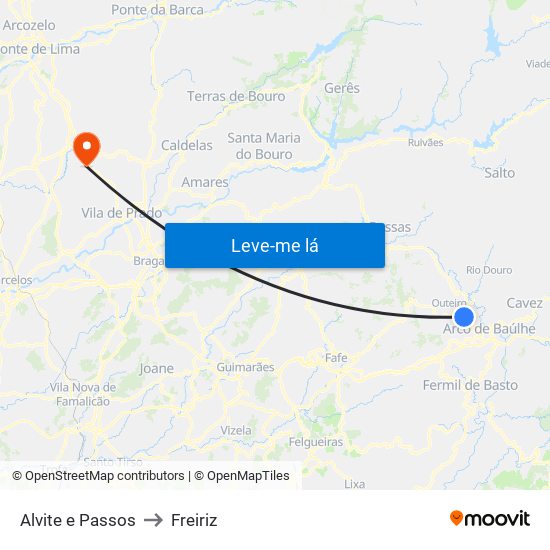 Alvite e Passos to Freiriz map