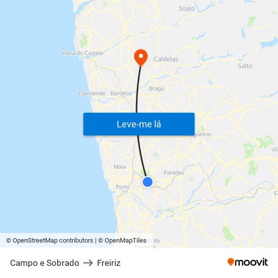 Campo e Sobrado to Freiriz map