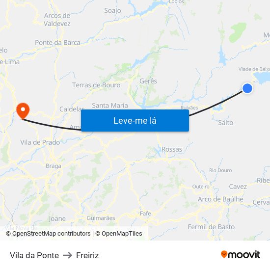 Vila da Ponte to Freiriz map