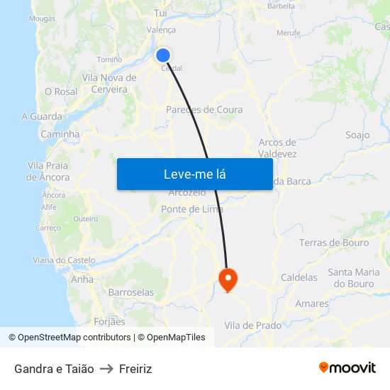Gandra e Taião to Freiriz map