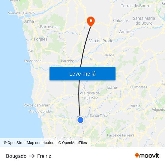 Bougado to Freiriz map