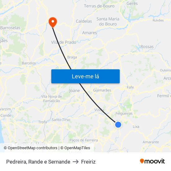 Pedreira, Rande e Sernande to Freiriz map