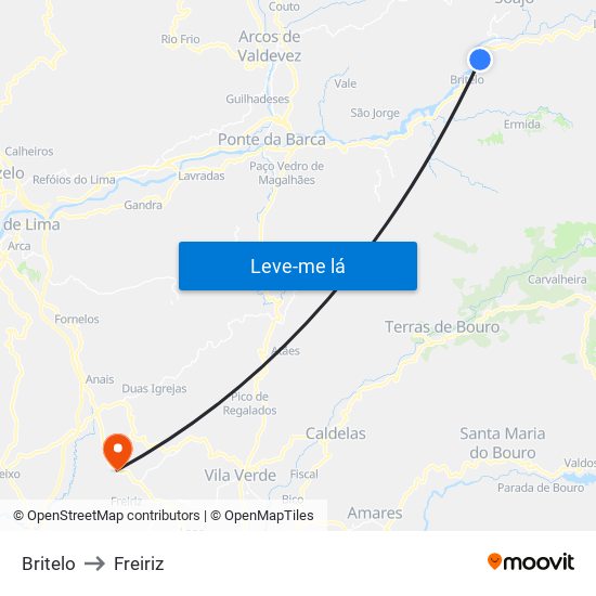Britelo to Freiriz map