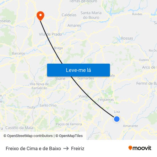 Freixo de Cima e de Baixo to Freiriz map