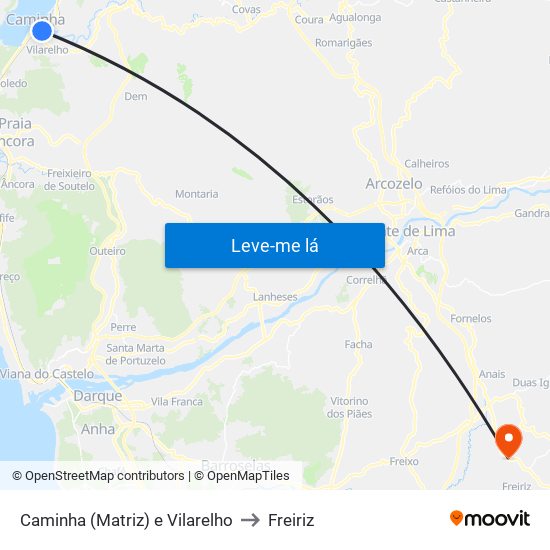 Caminha (Matriz) e Vilarelho to Freiriz map