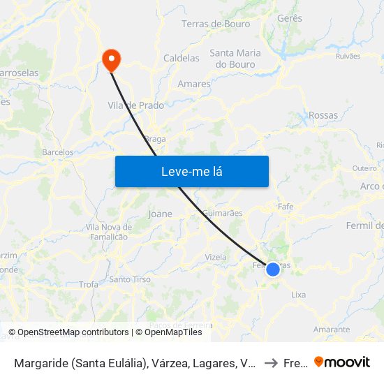 Margaride (Santa Eulália), Várzea, Lagares, Varziela e Moure to Freiriz map