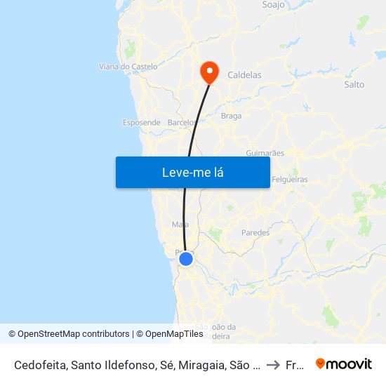 Cedofeita, Santo Ildefonso, Sé, Miragaia, São Nicolau e Vitória to Freiriz map