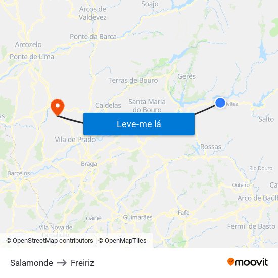 Salamonde to Freiriz map