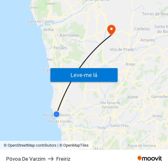 Póvoa De Varzim to Freiriz map