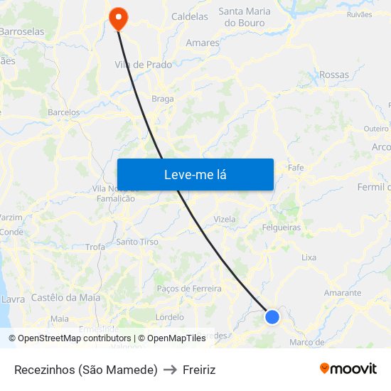 Recezinhos (São Mamede) to Freiriz map