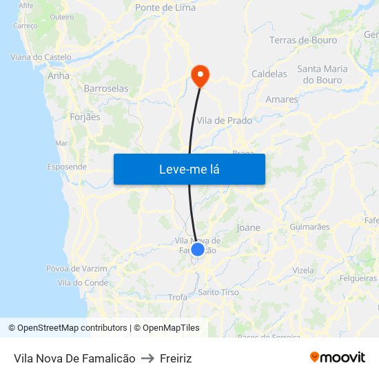 Vila Nova De Famalicão to Freiriz map