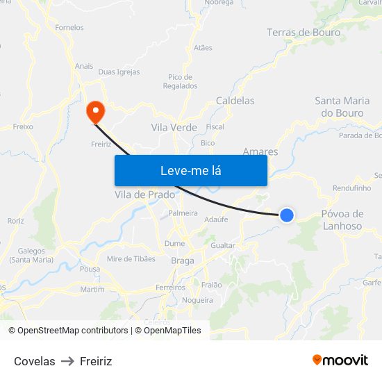 Covelas to Freiriz map