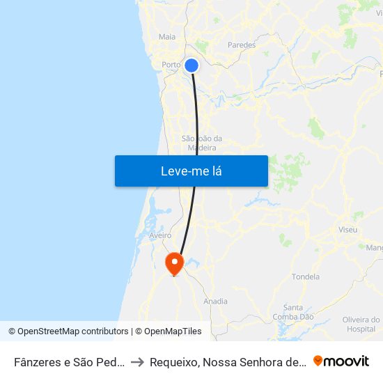 Fânzeres e São Pedro da Cova to Requeixo, Nossa Senhora de Fátima e Nariz map