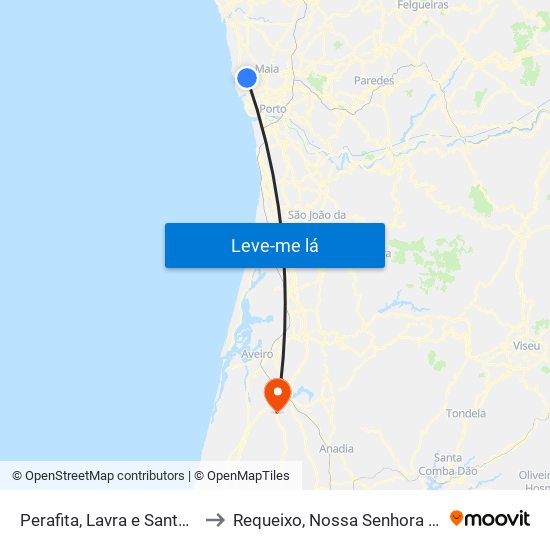 Perafita, Lavra e Santa Cruz do Bispo to Requeixo, Nossa Senhora de Fátima e Nariz map