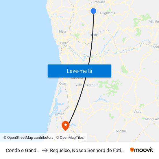 Conde e Gandarela to Requeixo, Nossa Senhora de Fátima e Nariz map