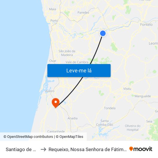 Santiago de Piães to Requeixo, Nossa Senhora de Fátima e Nariz map