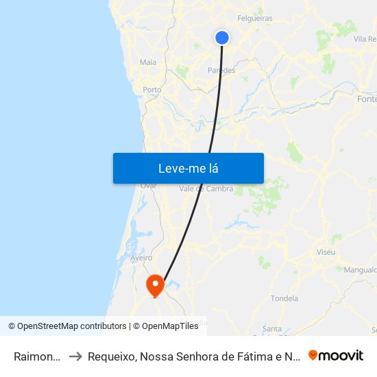 Raimonda to Requeixo, Nossa Senhora de Fátima e Nariz map