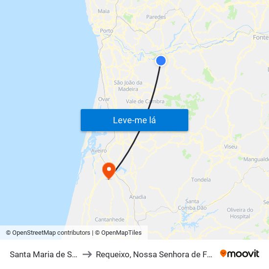 Santa Maria de Sardoura to Requeixo, Nossa Senhora de Fátima e Nariz map