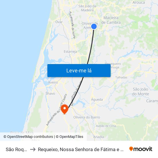 São Roque to Requeixo, Nossa Senhora de Fátima e Nariz map