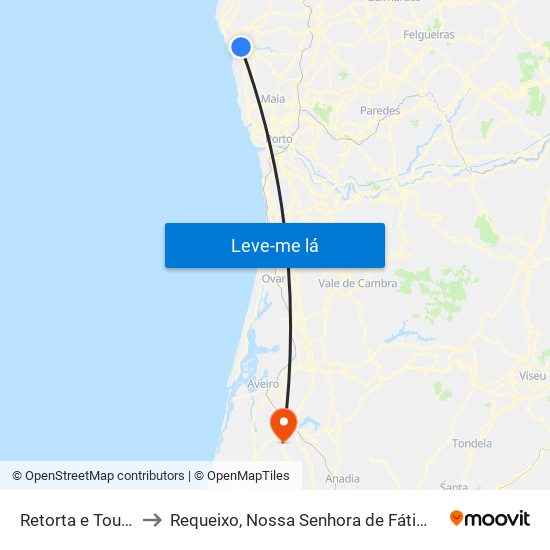 Retorta e Tougues to Requeixo, Nossa Senhora de Fátima e Nariz map