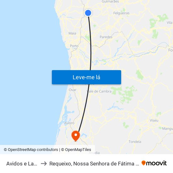 Avidos e Lagoa to Requeixo, Nossa Senhora de Fátima e Nariz map
