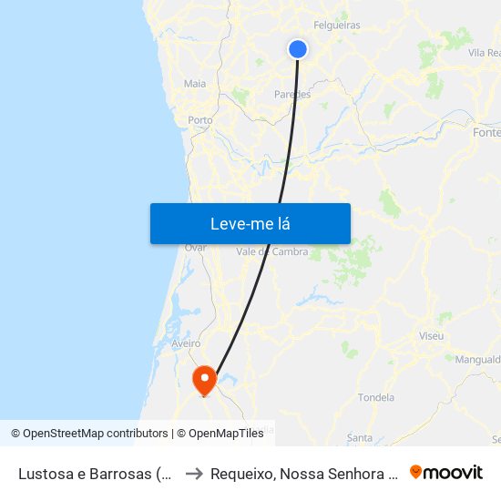 Lustosa e Barrosas (Santo Estêvão) to Requeixo, Nossa Senhora de Fátima e Nariz map