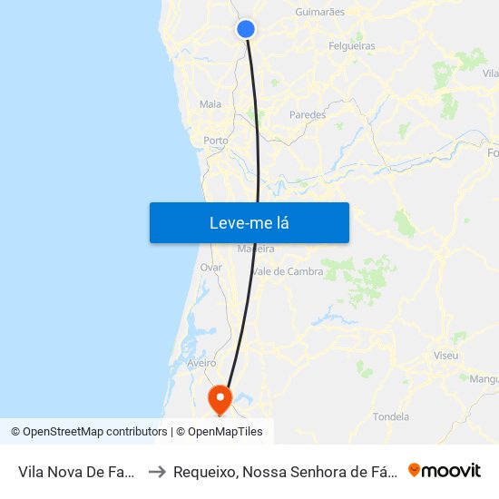 Vila Nova De Famalicão to Requeixo, Nossa Senhora de Fátima e Nariz map