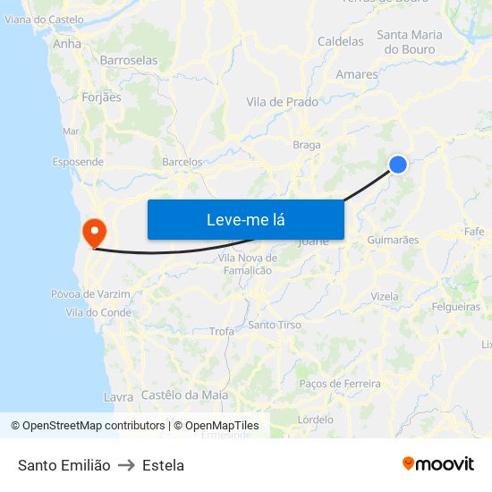 Santo Emilião to Estela map
