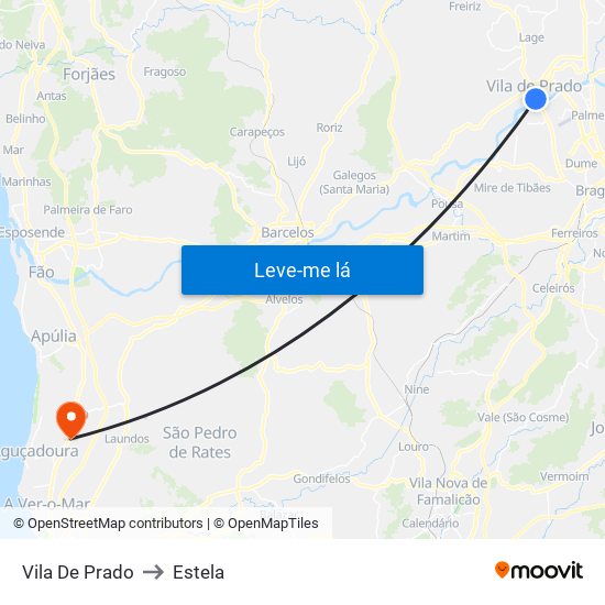 Vila De Prado to Estela map
